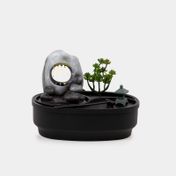 Fuente decorativa de 21 x 27.5 cm jardín zen con rocas y luz