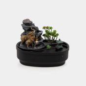 Fuente decorativa de 21 x 27 cm jardín con elefantes, plantas y luz