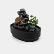 Fuente decorativa de 21 x 27 cm jardín con elefantes, plantas y luz