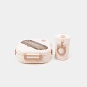 Portacomidas de 1300 ml + recipiente de 330ml y cubiertos, beige