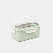 Portacomidas con cubiertos verde