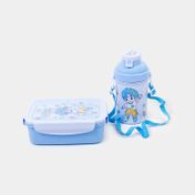 Set de portacomidas + botilito de 450ml y cubiertos, azul