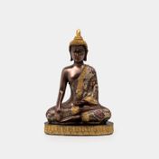 Figura de 26 cm buda meditando con túnica de flores