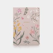 Libreta ejecutiva rayada de 21 x 14.5 cm, rosada con flores