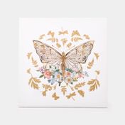 Cuadro decorativo de 40 x 40 cm mariposa beige con dorado