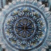 Cuadro decorativo de 100 x 100 cm mándalas azules con negras