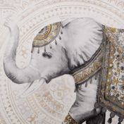 Cuadro decorativo de 80 x 80 cm elefante con manta dorada