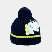 Gorro infantil de dinosaurio de 24 cm con pompón, azul oscuro