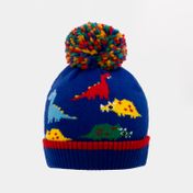 Gorro infantil de dinosaurios de 24 cm con pompón, azul