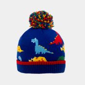 Gorro infantil de dinosaurios de 24 cm con pompón, azul