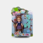 Muñeca Sally de 13 cm con accesorios de colegio x 10 piezas