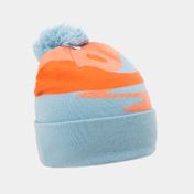 Gorro azul con naranja de 29 cm con pompón