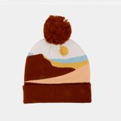 Gorro café con blanco de 29 cm con pompón