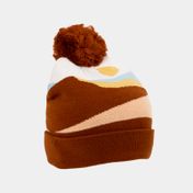 Gorro café con blanco de 29 cm con pompón
