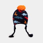 Gorro infantil de dinosaurios de 31 cm con pompón, negro