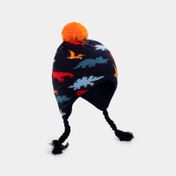 Gorro infantil de dinosaurios de 31 cm con pompón, negro