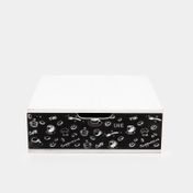 Caja organizadora con cajón de 3 divisiones, negra con blanco