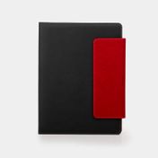 Portabloc A4 duplo con cierre, gris con rojo