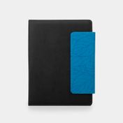 Portabloc A4 duplo con cierre, gris con azul