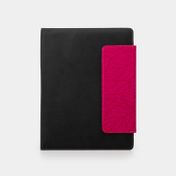 Portabloc A4 duplo con cierre, negro con magenta