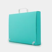 Carpeta plástica oficio tipo maletín, turquesa