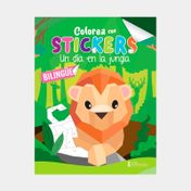 Colorea con sticker: un día en la jungla
