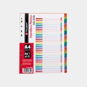 Guía clasificadora A4 multicolor con números x 31 unidades