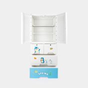 Organizador con 4 niveles de 133.8 x 59 cm, diseño pingüinos