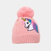 Gorro de 22 cm unicornio con pom pones rosado