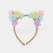 Diadema infantil con orejas de flores