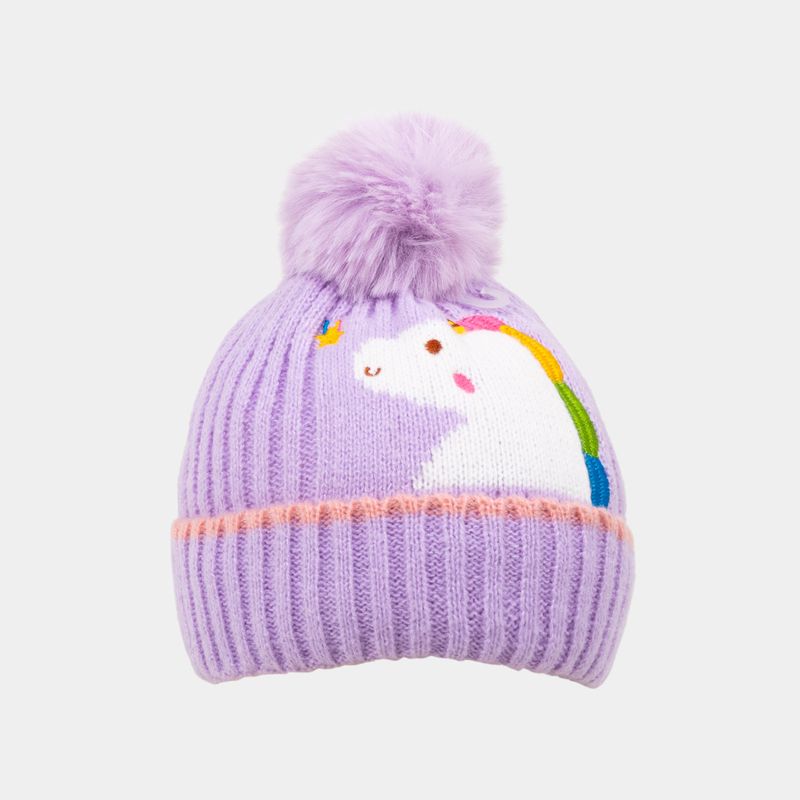 gorro-infantil-diseno-unicornio-con-pompones-lila-2-7701016795715