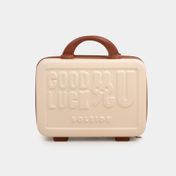 Neceser tipo maletín beige de 22 x 31 cm