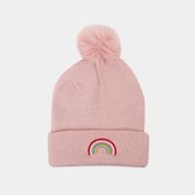 Gorro de 25 cm arcoíris con pom pom, rosado