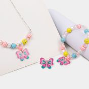 Collar + pulsera + anillo con dije mariposas