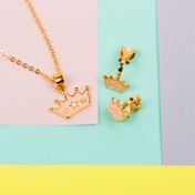 Collar + aretes con dije de corona