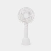Ventilador mini recargable de 23 cm y 3 velocidades, blanco