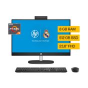 All in one HP 24-CR0017LA, AMD Ryzen 5, RAM 8 GB, 512 GB SSD, W11, negro