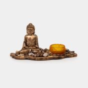 Jardín Zen buda con portavela y base de hoja de 11 x 22 cm