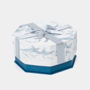 Caja de regalo octogonal azul con gris de 12 x 23 cm