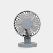 Ventilador de mesa de 13.5 cm y 2 velocidades con doble aspa, gris