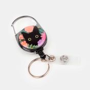 Portacarnet vertical con yoyo retráctil + cinta de gatos y flores (surtido)