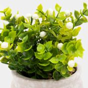 Planta artificial de 16.3 cm flores blancas y hojas verdes