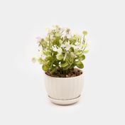 Planta artificial de 17.1 cm flor lila con hojas verdes