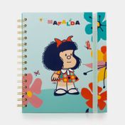 Libreta ejecutiva Mafalda flores con banda elástica