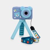 Cámara infantil con forro de silicona y trípode, azul