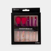 Set de brochas para maquillaje x5 piezas fucsia