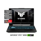 Portátil Asus TUF A15 gaming de 15.6", AMD Ryzen 5 7535HS 3.3 GHz, RAM 16 GB, 512 GB SSD, W11