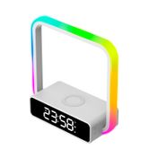 Reloj digital de mesa con luz multicolor y cargador inalámbrico de 10 W