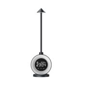Reloj digital de mesa con luz y sonido, gris oscuro