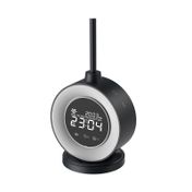 Reloj digital de mesa con luz y sonido, gris oscuro